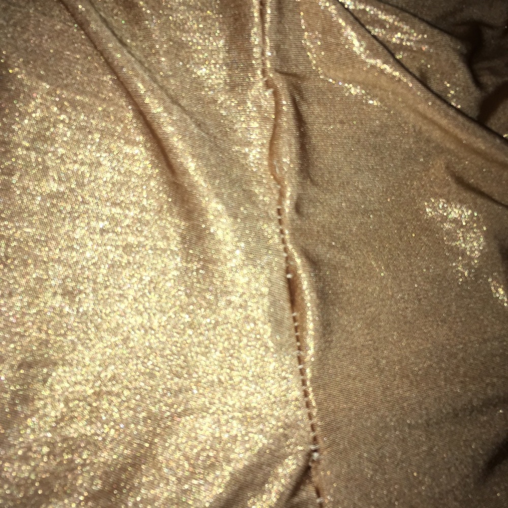 Gold mini flirty party dress. - Picture 5 of 8